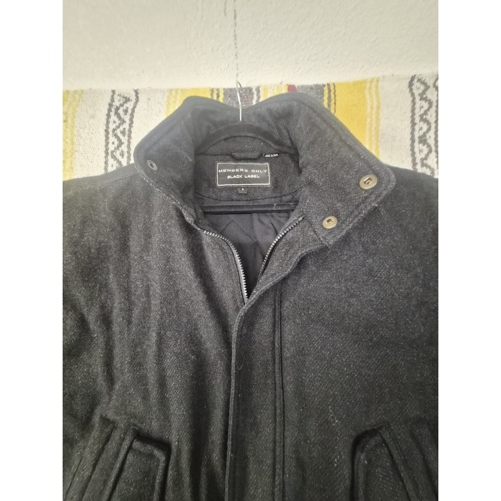 Vintage Member's Only Black Label Wool Blend L Large Men's Jacket Black